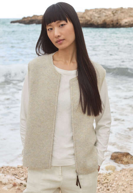 Knitted gilet, Natural stone, completeTheLook