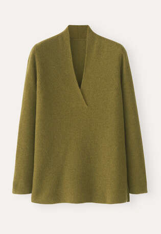 V-neck sweater, Lichen green, webstill