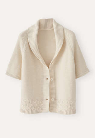 Shawl-collar cardigan, Parchment, webstill
