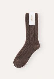 Cable socks, Brown, webstill