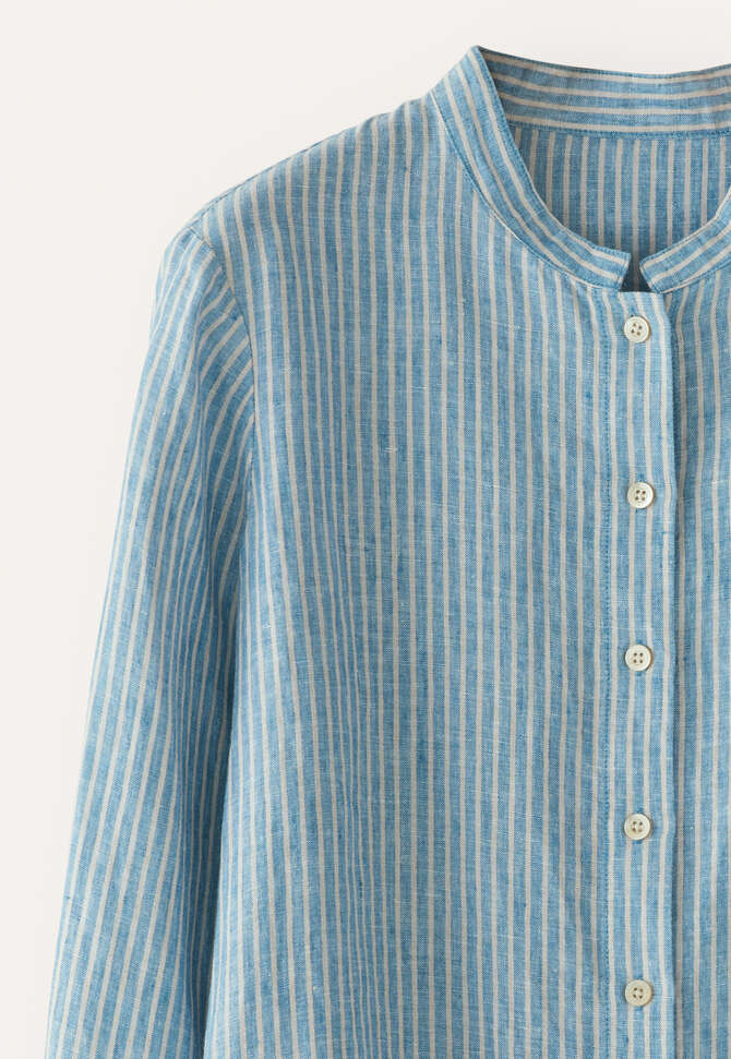 Striped shirt with peplum, Turquoise stone, completeTheLook