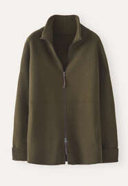 Zip-front knitted jacket, Khaki green, webstill
