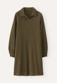 Button-neck dress, Forest green, webstill