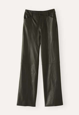 Leather trousers, Deep olive, webstill