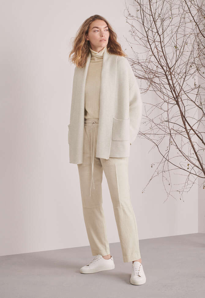 Shawl-collar cardigan, Ecru white, completeTheLook