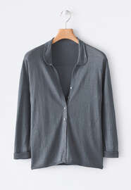 Collared cardigan, Grey blue, webstill