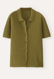 Moss-stitch collared cardigan, Dark lime, webstill