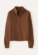 Buttoned-neck sweater, Chilli brown, webstill