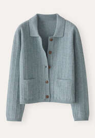 Collared cardigan, Pale ocean, webstill