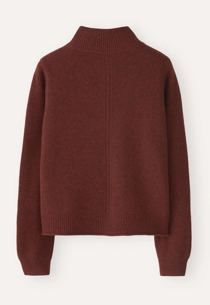 Buttoned-neck sweater, Copper red, completeTheLook