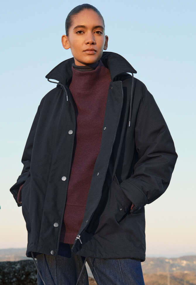 Coated jacket, Ink, completeTheLook