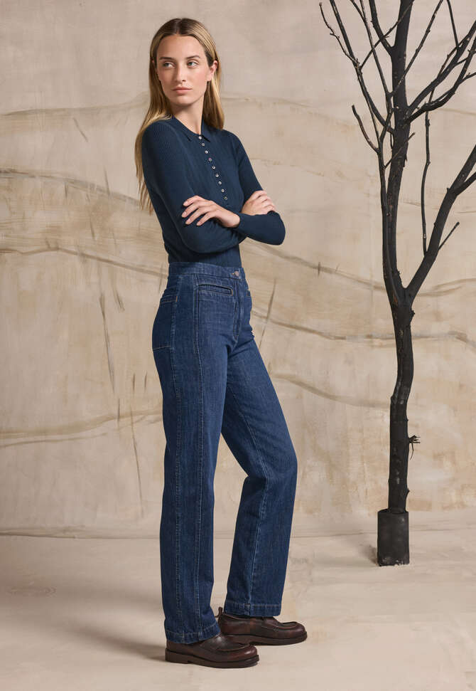 Slim-straight jeans, Washed indigo, completeTheLook