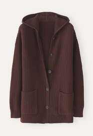 Knitted hooded jacket, Fig brown, webstill