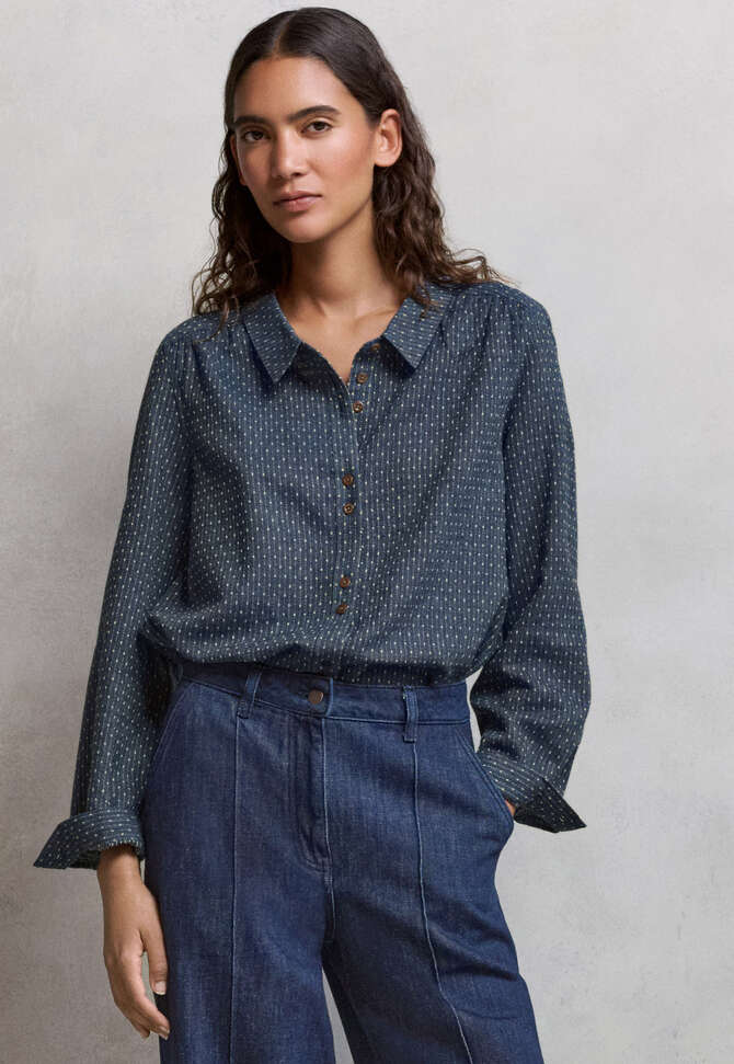 Dash-weave shirt, Soft indigo, completeTheLook
