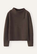 Split-collar sweater, Dark brown, webstill