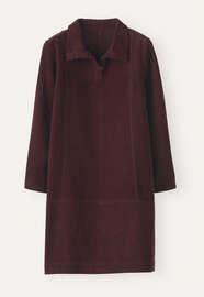 Cord funnel-neck dress, Damson, webstill