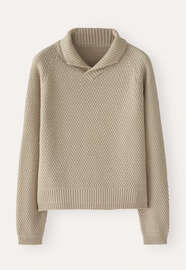 Moss-stitch collared sweater, Grey stone, webstill