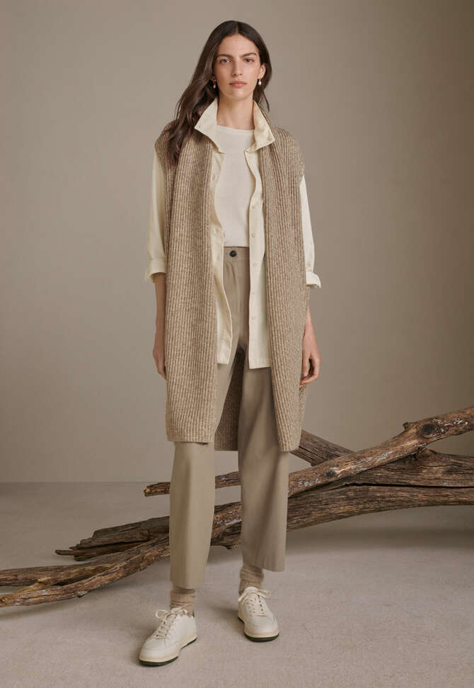 Sleeveless cardigan, Pale mushroom, completeTheLook
