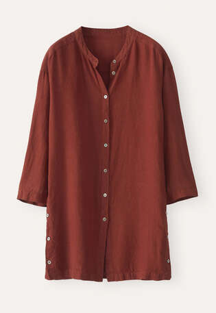 Long side-button shirt, Chilli brown, webstill