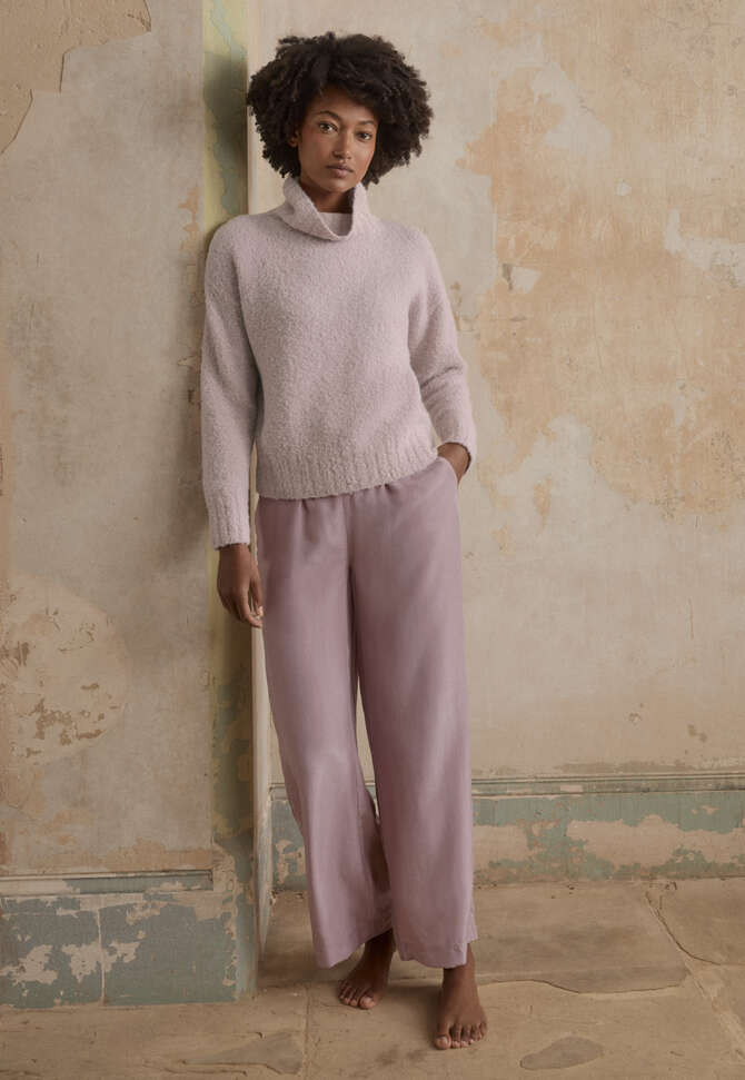 Funnel-neck sweater, Soft pink, completeTheLook
