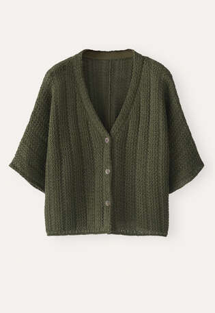 Tuck-stitch cardigan, Khaki, webstill