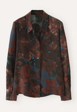 Printed blouse, Teal garnet, webstill