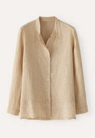 Striped shirt with peplum, Gold cream, webstill