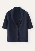 Shawl-collar cardigan, Petrol ink, webstill