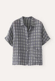 Short-sleeve shirt, Navy ecru, webstill