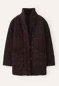 Padded shawl-collar coat, Dark chocolate, webstill