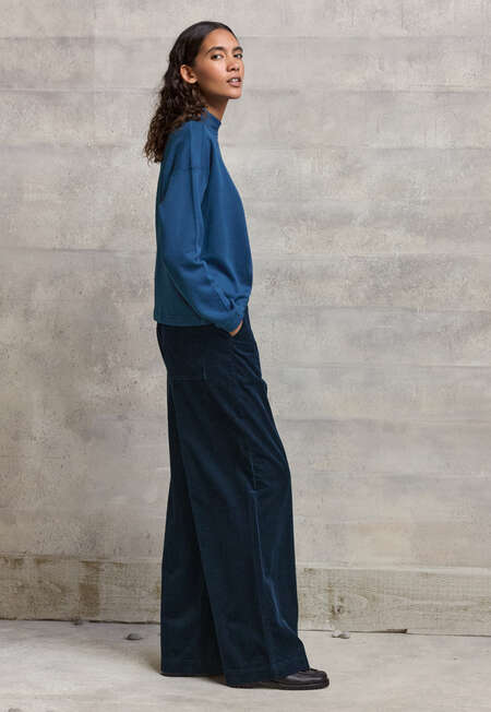 Straight-leg trousers, Black teal, completeTheLook