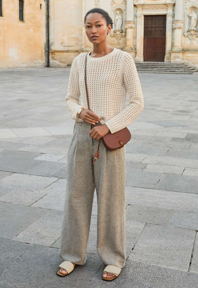 Crochet sweater, Parchment, completeTheLook