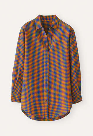Gingham checked shirt, Petrol orange, webstill