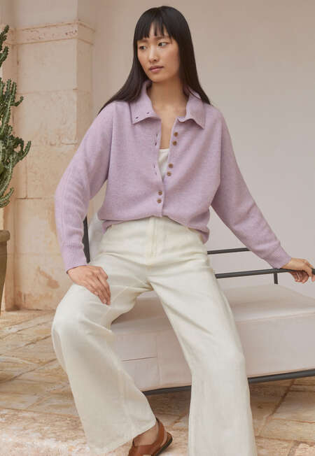Funnel-neck cardigan, Pink lavender, completeTheLook