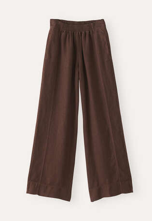 Relaxed wide-leg trousers, Dark brown, webstill