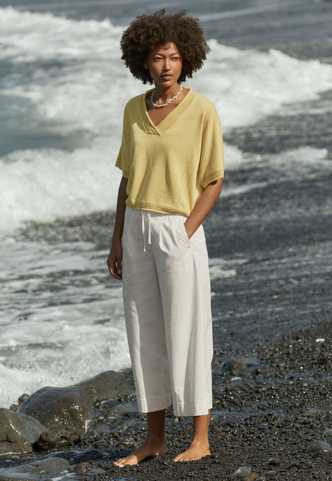 Pleat-front cropped trousers, Ecru, completeTheLook