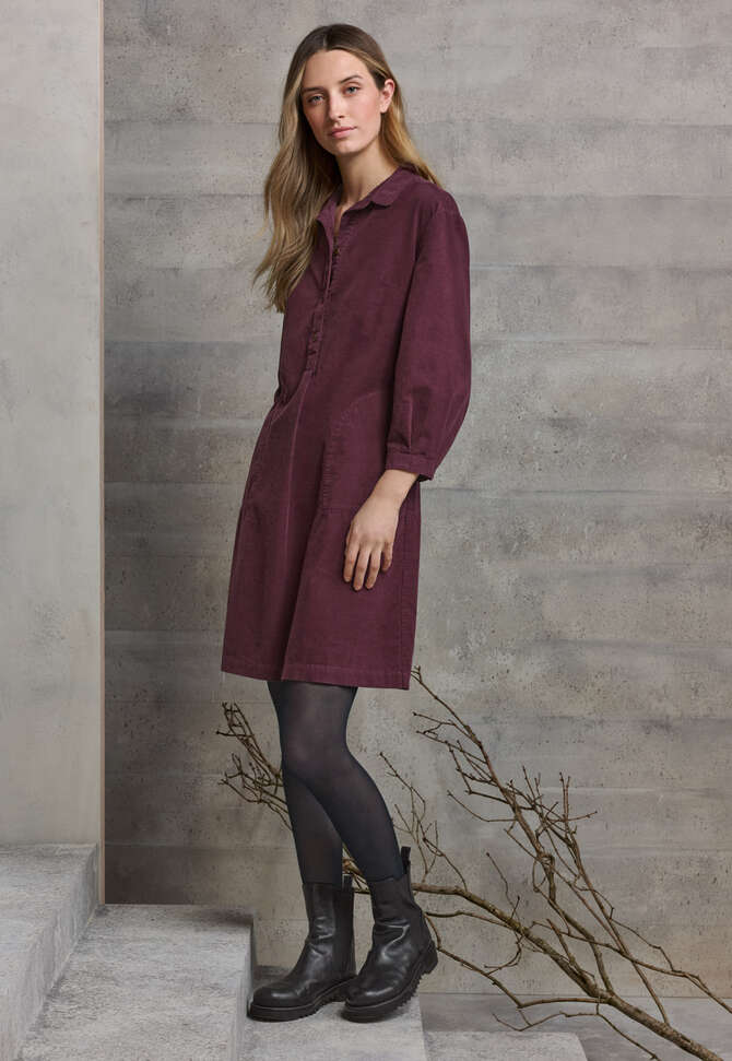 Fine cord dress, Damson, completeTheLook