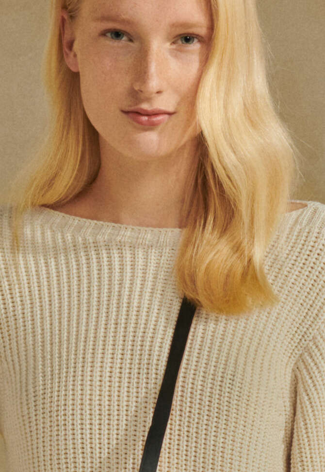 Boat-neck sweater, Cream, completeTheLook