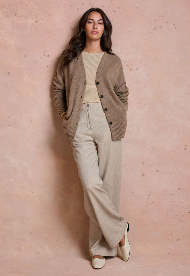 V-neck cardigan, Latte, completeTheLook