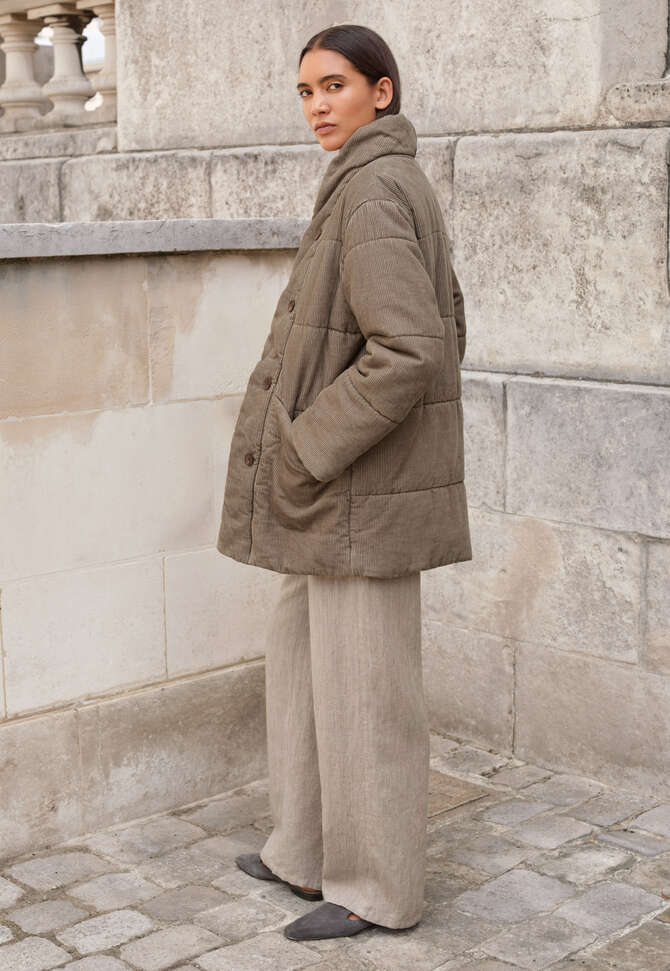 Padded shawl-collar coat, Soft mink, completeTheLook