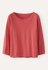 Pleated-cuff jersey top, Coral pink, webstill