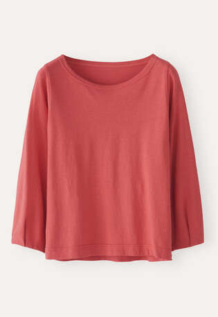 Pleated-cuff jersey top, Coral pink, webstill