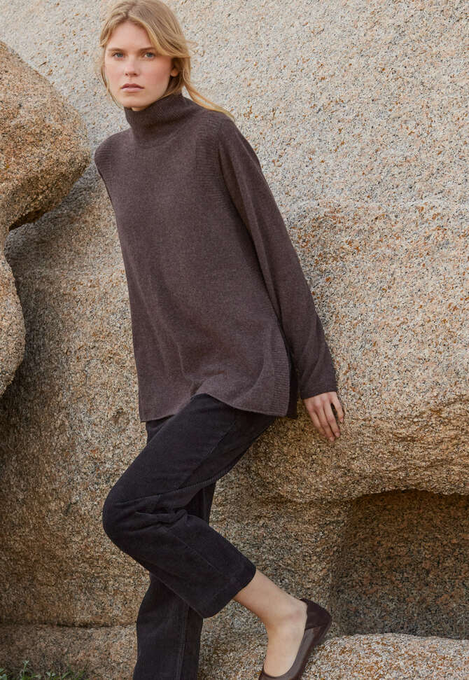 Garter-stitch sweater, Maroon brown, completeTheLook