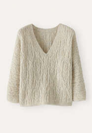 Stitch v-neck sweater, Natural stone, webstill