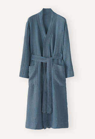 Textured belted robe, Washed teal, webstill