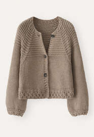 Hand-knitted cardigan, Taupe, webstill