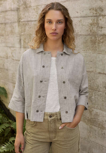 Double-breasted blouse, Pale grey, completeTheLook