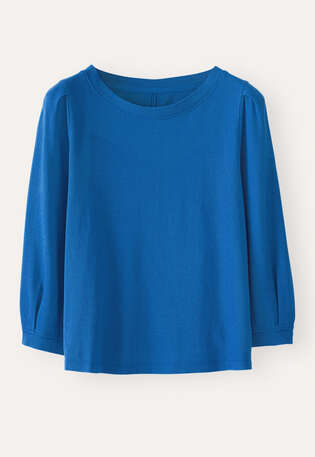 Pleated-sleeve jersey top, Marine, webstill