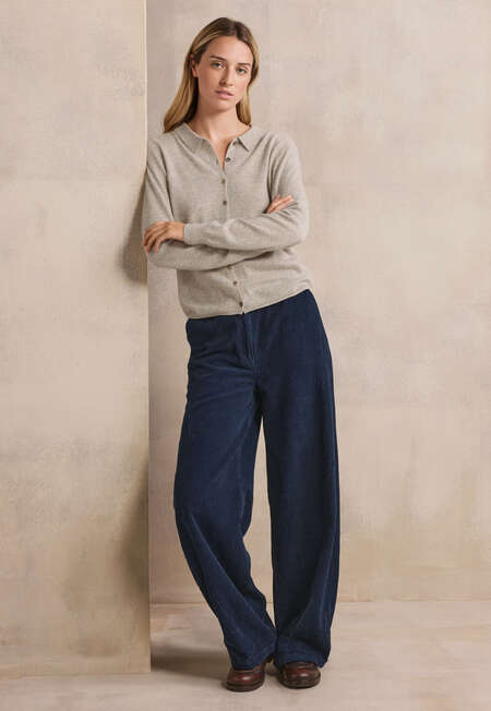Cord dart-hem trousers, Dark petrol, completeTheLook
