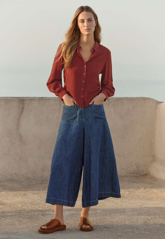 Curved-sleeve blouse, Garnet, completeTheLook